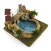 Bertoni Wooden Mountain Lake with Bridge and Tree, Wood, Multi-Colour,
