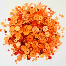 1600Pcs Assorted Sizes Orange Buttons for Crafts Mixed Orange Craft Button in Bulk Assortment