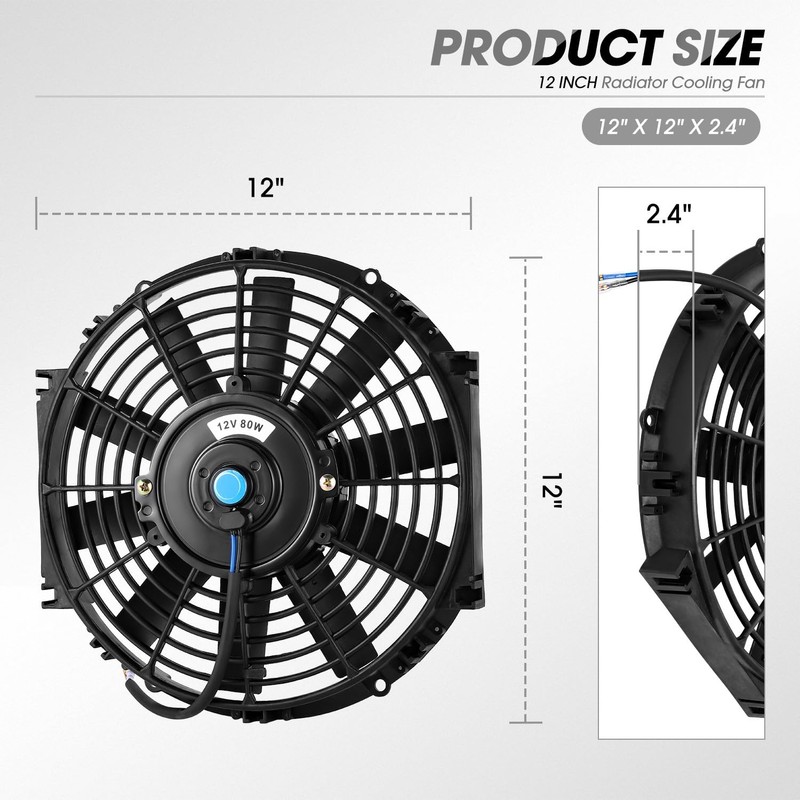 DNA MOTORING 12 Inch High Performace Electric Cooling Slim Radiator