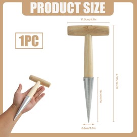 Stainless Steel Planting Wood with Wooden Handle, 28 cm, Dibber Garden Tool for Setting Seeds, Seedlings & Flowers, Hand Dibber for Vegetable Bed, Balcony, Raised Bed, Ergonomic Garden Tool