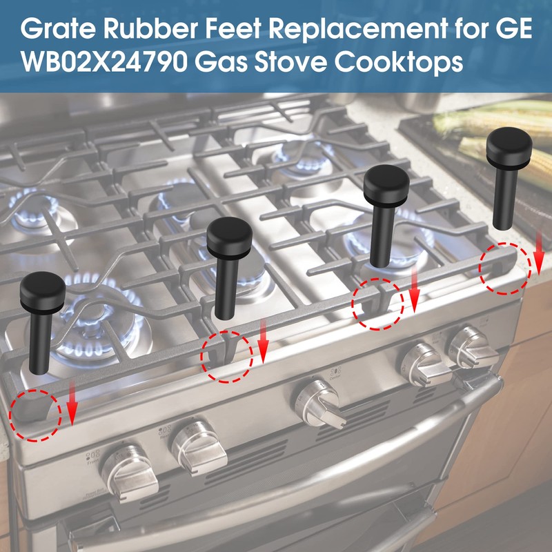 Replacement WB02X24790 Gas Stove Grate Bumpers Rubber Feet for GE