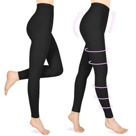 Wegitcs Compression Pantyhose for Women & Men, 2 Pairs Footless 20-30mmHg Medical Graduated Compression Leggings, Waist High Support Tights, Opaque Stockings for Varicose Veins Edema, Black XL