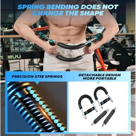 KSTDR U-Shaped Arm Trainer Pro, Dual Springs with 3-Level Resistance, Comfort Foam Grips, Chrome Frame (Blue)