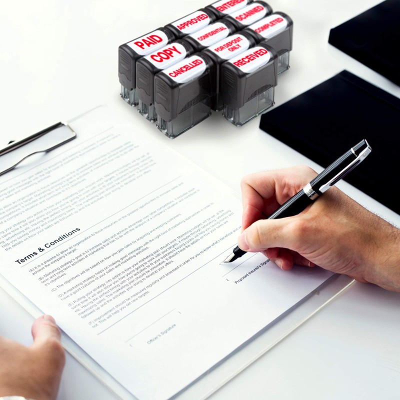 Self Inking Rubber Stamp, Refillable Red Ink Preinstalled - (9/16"