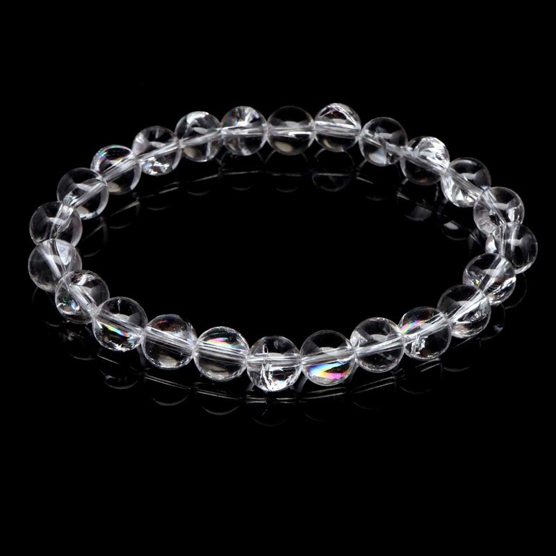Gold Stone Crystal Bracelet, Iris Quartz, Natural Rainbow Included, 0.3