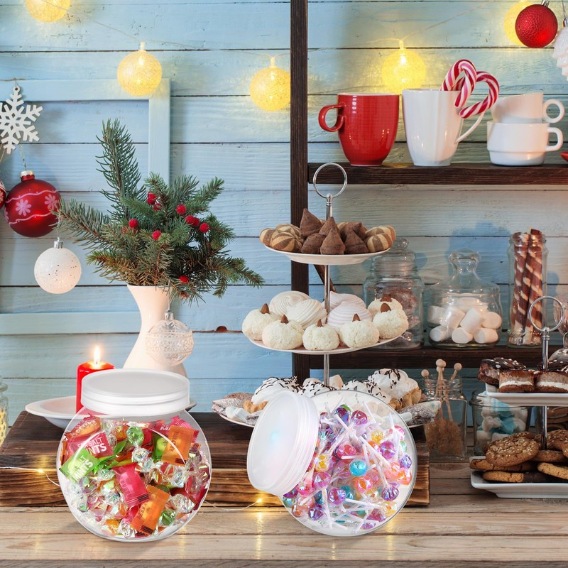 Umigy 4 Sets Plastic Candy Jar with Lid for Candy