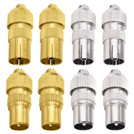 KUOQIY 8 Pieces Metal TV Antenna Coaxial Plug, 4 Female & 4 Male TV Aerial Coaxial Cable Adapter, Female Male Coaxial Cable RF Antenna Plug for RF Cable