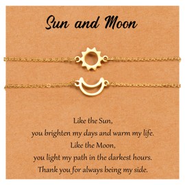 SUNSH Sun Moon Bracelet, Mother-Daughter/Sister/Friend/Bracelet, Couple Bracelet, Women's Bracelet, Gifts for Daughters, Sisters, Friends, Birthday/Christmas/Back to School, Gold/Silver Sun Moon,