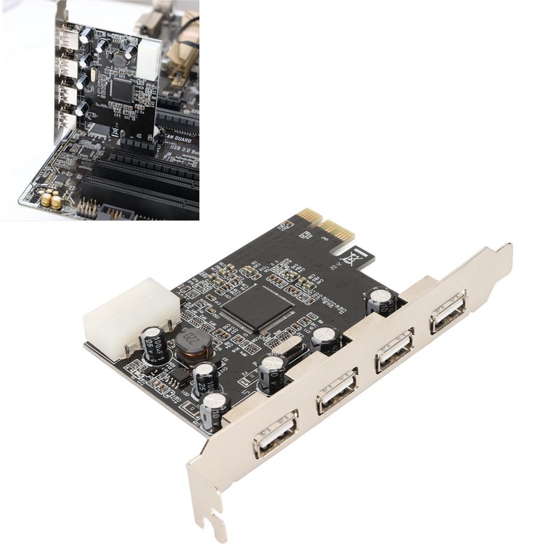 PCIe to USB2.0 Expansion Card 4 Ports 4 Pin Power