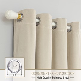 PLEASANT BOULEVARD Velvet Curtains [2 Panels] Heavy Blackout Window Drapes with Grommet, Thermal Insulated Darkening Curtains for Living Room, Bedroom, & Home Decor (52" W x 95" L, New Beige)