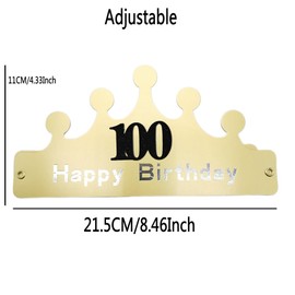 MEDIMQC 100th Birthday Hat Paper Crown Golden King Crowns Gold Foil Party Crown Hat Cap for Birthday Celebration Shower Photo Propsfor 100th Anniversary