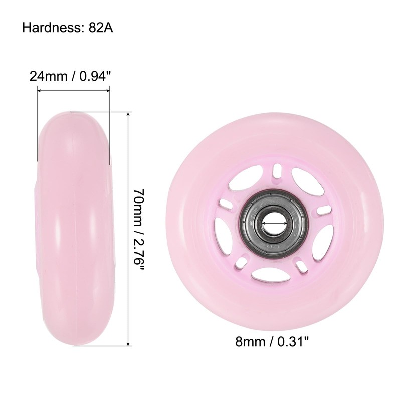 PATIKIL 70mm OD Inline Skate Wheels with Bearings, 8 Pack