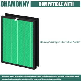 CHAMONNY Airmega 150 Filter Replacement, Compatible with Coway Airmega 150 Air Purifier, 2 Green True HEPA and 8 Active Carbon Filter, AP-1019C-FP