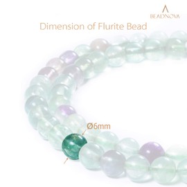 BEADNOVA Fluorite Beads Natural Crystal Beads Stone Gemstone Round Loose Energy Healing Beads with Free Crystal Stretch Cord for Jewelry Making (4mm, 90-92pcs)
