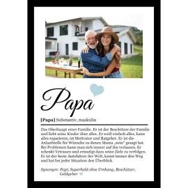 SCHILDER HIMMEL Papa Poster Made of Wood with Desired Picture/Name | Dad Gift | Wall Pictures Living Room | Birthday | Wall Decoration Decoration | Love Heart | Gift for Loved Ones