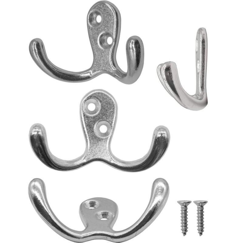 Fuxxer® 5 x Classic Double Hooks, Wardrobe Hooks, 70 x