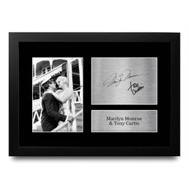 HWC Trading FR A4 Marilyn Monroe & Tony Curtis Some Like It Hot Gifts Printed Signed Autograph Picture for Movie Memorabilia Fans - A4 Framed