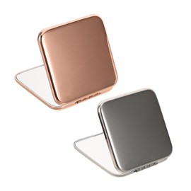 Ipetboom 2pcs Metal Folding Makeup Mirrors for Purse Double Sided Compact Travel Mirrors in Chrome Rose Gold Lightweight Protective Design for Women Office Dates
