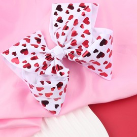 Valentine's Day Hair Bows Clips 8 Inch Heart Love Alligator Bow Hair Clip Red Hair Band Bowknot Red Heart-shaped Hair Pins Hair Barrettes Accessories for Infant Toddler Baby Girls