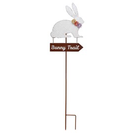 Aecipl Metal Easter Decor Decorative Iron Bunny Garden Stakes Spring Welcome Rabbit Yard Sign Outdoor Decoration for Backyard Pathway (Bunny A)