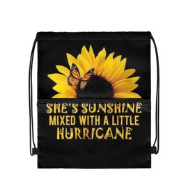 Richugui Sunflower Quote Drawstring Bag Drawstring Backpack for Men Women Drawstring Bag Gym Bag Drawstring Bag Yoga Bag for Men Women Black One, black
