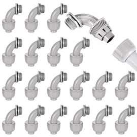 Aandxmok 20-Pack 3/4 Inch Liquid Tight Connector NPT Non-Metallic PVC Electrical Flexible Conduit Fittings, UL Listed - 90 Degree Bending, Grey