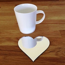 Heart Shaped Coaster Set - Mirrored - Set of 8