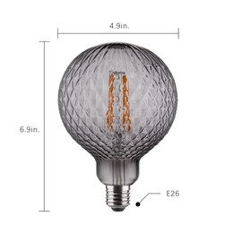 Harwez Vintage Edison LED Bulbs, Dimmable 4W Globe G125, 2200K Warm White Ambient Mood Lighting for Decoration, Squirrel Cage Filament, Smok Diamond Figure Glass LED Light Bulbs, E26 Base