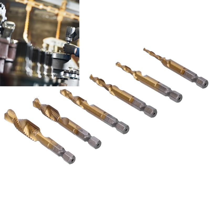 6Pcs Hex Shank Drill High Speed Steel Tap Chamfer Spiral