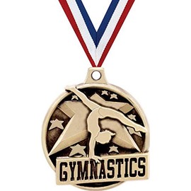 Crown Awards 1.5" Gymnastics Medal - Gold Gymnastics Award Medals 10 Pack