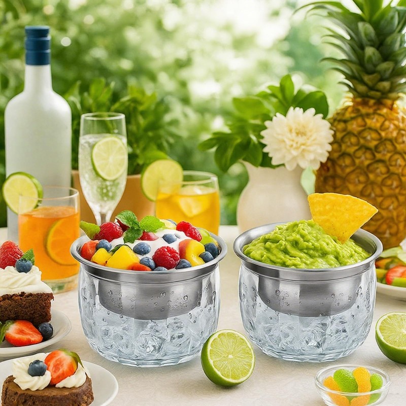 ZENFUN 2 Pack 20 Oz Chilled Dip Bowl with Acrylic