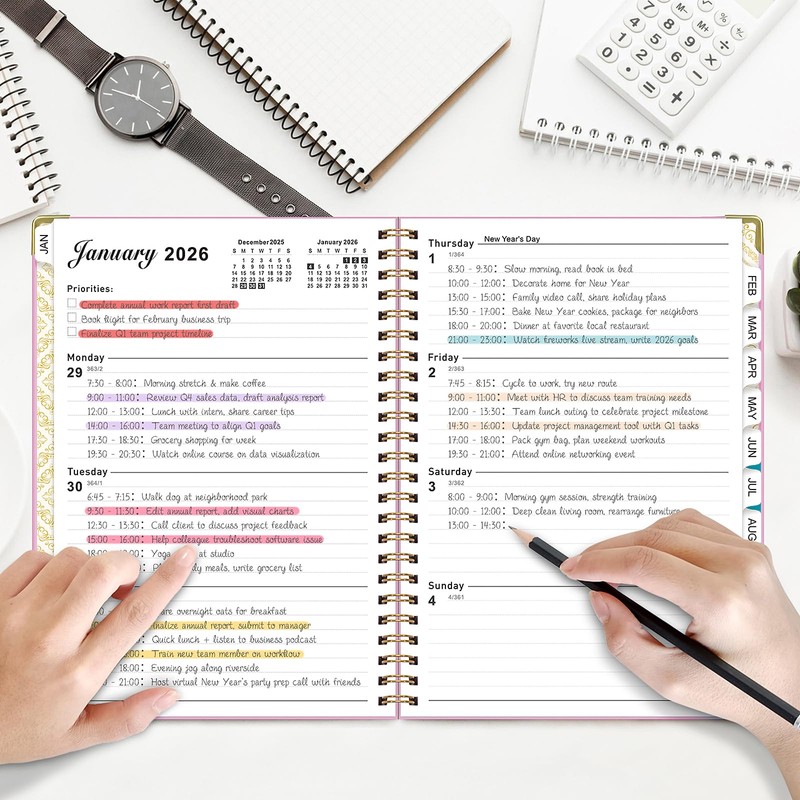 Mistep 2026 Dairy Planner Notebook A5 With Line Pages, Metal