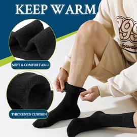 Josnown Thermal Socks Men's Winter Warm Wool Socks Outdoor Hiking Socks Thick Terry Cloth Sole Breathable and Cosy for Hiking, Home, Leisure 5 Pairs Size 39-45