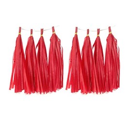 Tissue Paper Tassels Paper Tassels Garland Banner Table Decor Party Tassels Banner Wedding Birthday Baby Shower Nursey Party Decorations Supplies (20, Red)