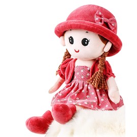 Adorable Baby Girl Rag Doll Soft Cuddly Ragdoll Princess Doll with Removable Dress & Hat Soft Stuffed Plush Toy Dolls for Girls Age 0+, First Doll Baby Shower Present Girl Birthday Christening Gift