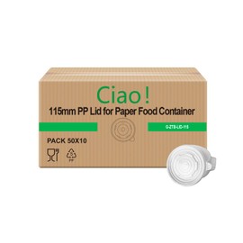 CIAO! 115mm Diameter PP Lid, Designed and Fit for CIAO! BRAND 12/16/24oz Paper Food Container (500/case)