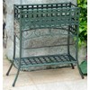International Caravan Iron Rectangular Indoor/Outdoor 2-Tier Plant Stand in Verdigris