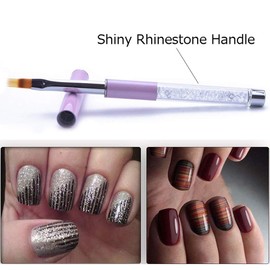 SILPECWEE Juego de 3 pinceles de uñas acrílicas, de gel UV, de doble cabeza, esponja de madera, para arte de uñas, pinceles de pintura degradada, herramientas de manicura