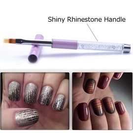 SILPECWEE Juego de 3 pinceles de uñas acrílicas, de gel UV, de doble cabeza, esponja de madera, para arte de uñas, pinceles de pintura degradada, herramientas de manicura
