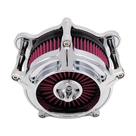 Harley Air Cleaner Turbine Intake Chrome Filter Kit Cnc Cut for Motorcycle Dyna 2000 - 2017 Softail 2000 - 2015 Touring 2000 - 2007 Fitment - B (Red)