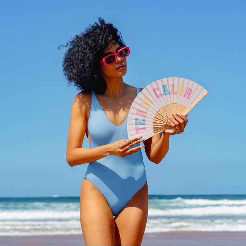 Fisura Team Calor Wooden Fan Colourful Modern Accessory in Beige