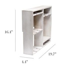 Elegant Designs HG1029-WWH 16.4" Wine & Dine Wooden Wall Mounted Wine Rack Shelf, Stemware Holder, for Dining Room, Bar, Kitchen, White Wash