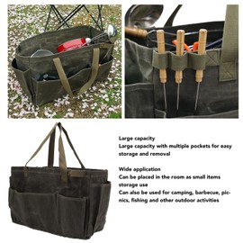 Fockety Garden Tool Bag, Canvas Tool Bag Large Waterproof Garden Tool Organizer Gardening Tote Bag Organizer Tool Storage Bag with Comfortable Carry Handle for Camping (OD Green)