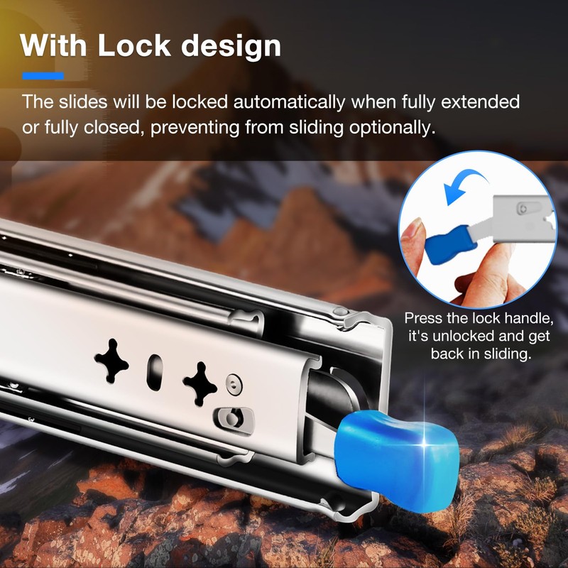 Heavy Duty Locking Drawer Slides Full Extension Runners with Lock
