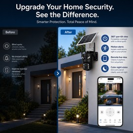 Solar Security Camera for Outdoor Monitoring – Dual-Lens 4G WiFi PTZ Camera with Night Vision & Two-Way Audio