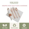 Rose Gold Plastic Silverware Pre-Rolled Sets; Fork, Spoon, and Knife
