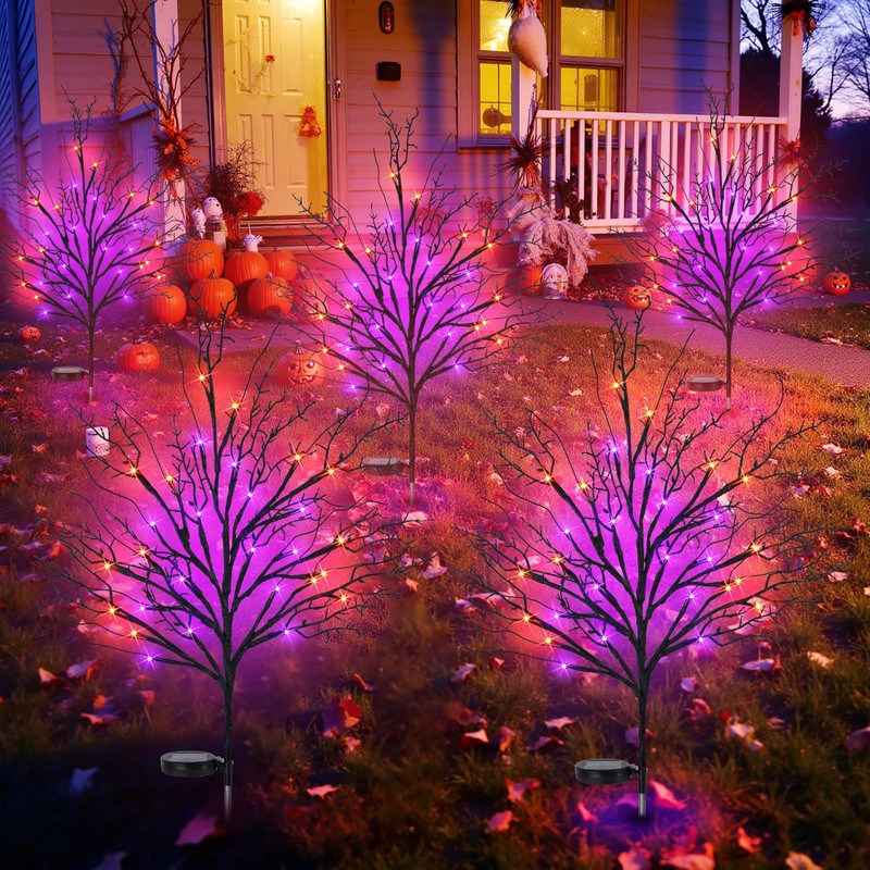 Luiywan Fall Solar Pathway Lights 4PCS, Autumn Outdoor Harvest Decorations,