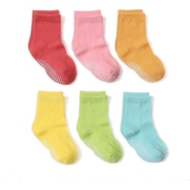 ZGKULAEAOW Colorful 6-Pair Set Baby Socks, Girls, Boys, Shows, Baby Socks, Anti-Slip, Kids, Kids, Crew Length, Neon Colors, colorful B, 16.0–18.0 cm