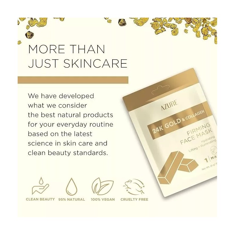 AZURE 24K Gold Firming Face Mask- Anti Aging, Hydrating, Toning
