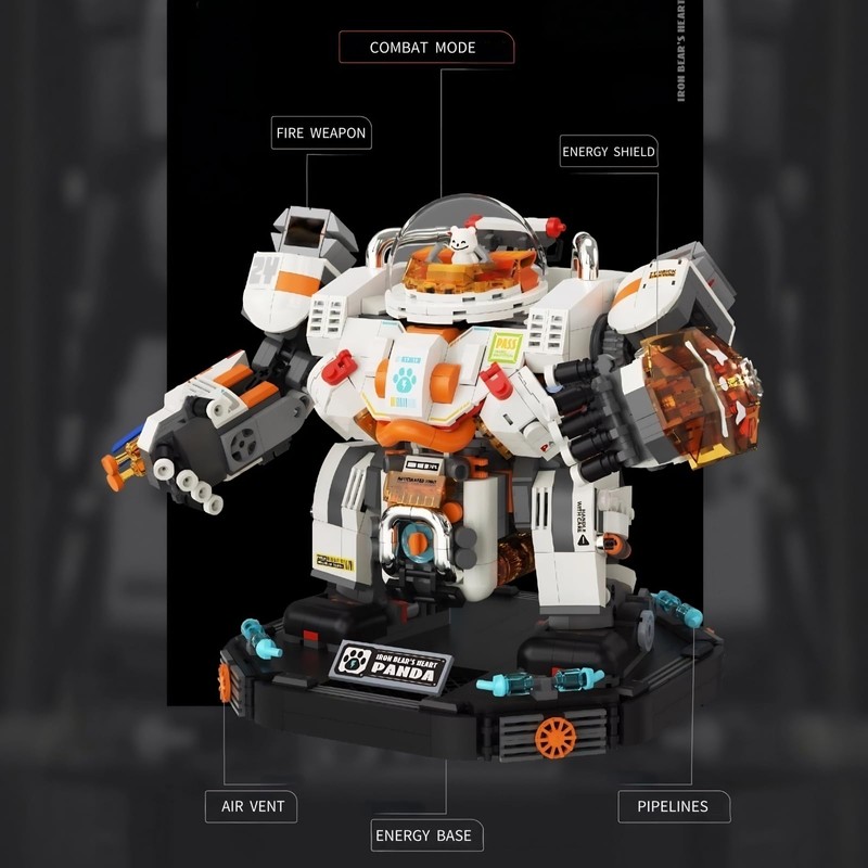 WULOBOOI Panda Mech Transforming Building Blocks Set for Adults, Robot